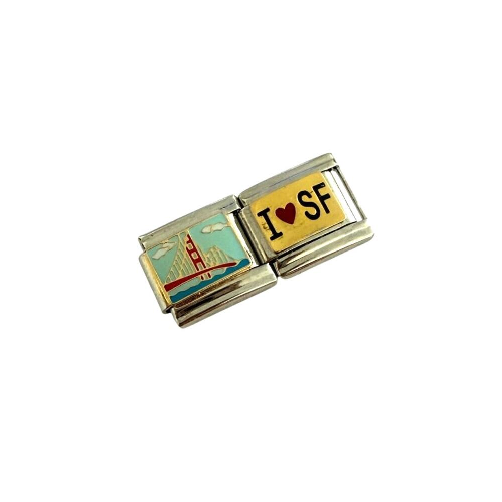 San Francisco Golden Gate Bridge 9mm Stainless Steel Italian Charm Y2K Travel